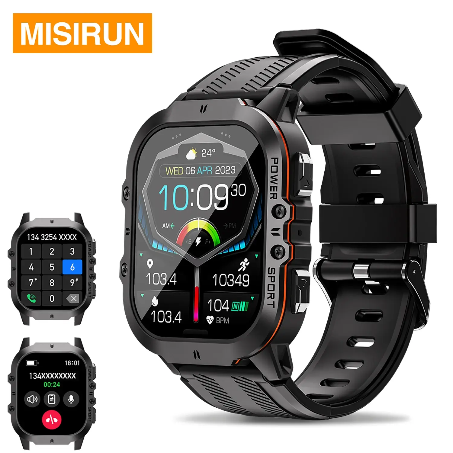 MISIRUN C26 Smartwatch: 100+ Trybów Sportowych, Bluetooth, AMOLED 1.96", Wodoodporny ⌚